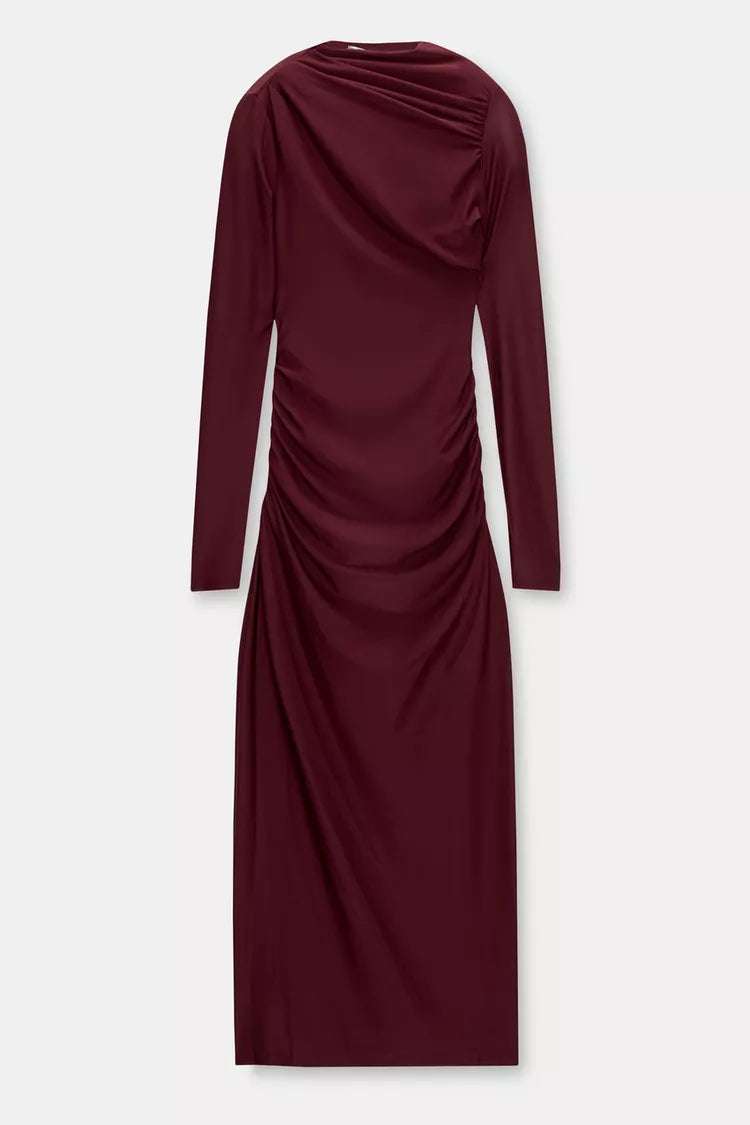 Wine Red Midi Dress
